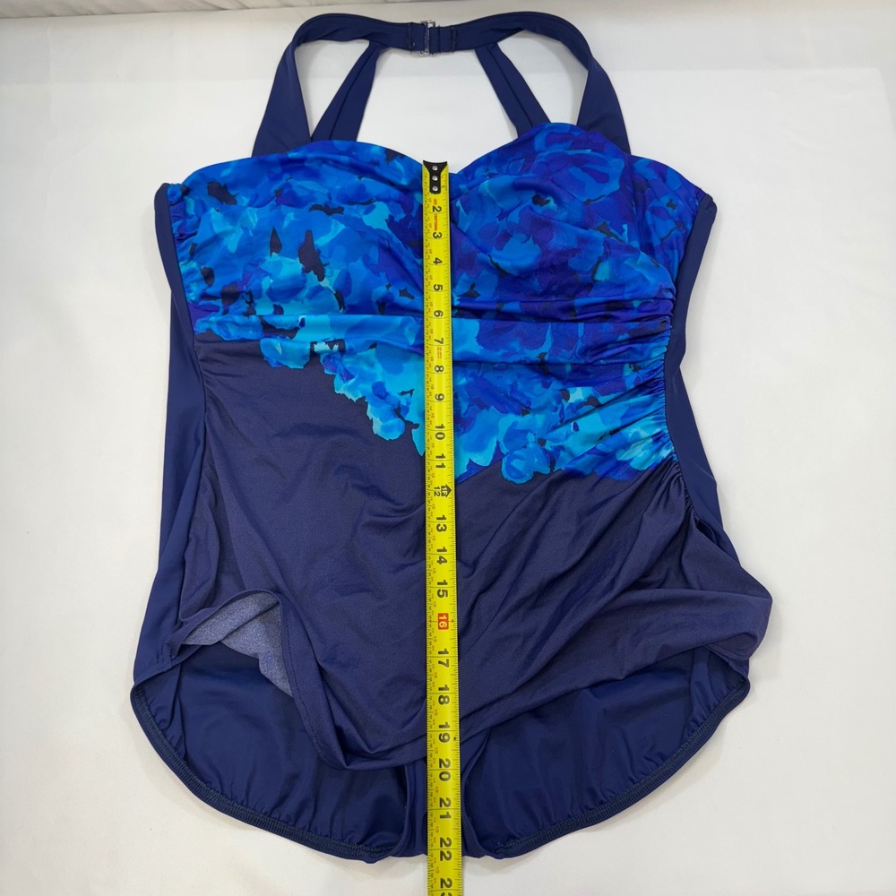 Miraclesuit One Piece Swimsuit Navy Cascade Floral Tunic Halter  UK 24W US 22W - Picture 13 of 14